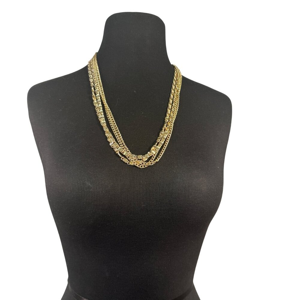 Sarah Coventry Vintage Gold Tone Multi-Strand Chain Necklace Layered Design